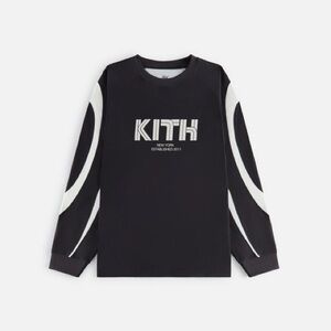 Kith Black Long-Sleeve Tee with White Sleeve Panels